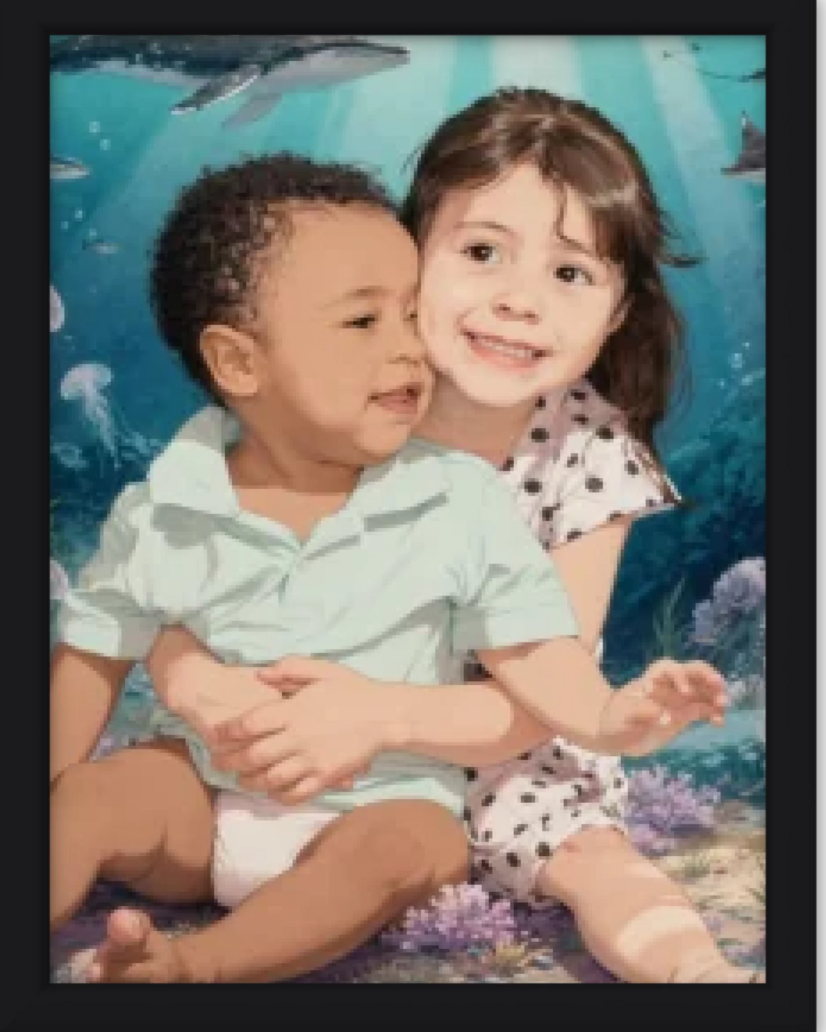 Affiche personnalisée enfant - Votre photo  en illustration univers océan