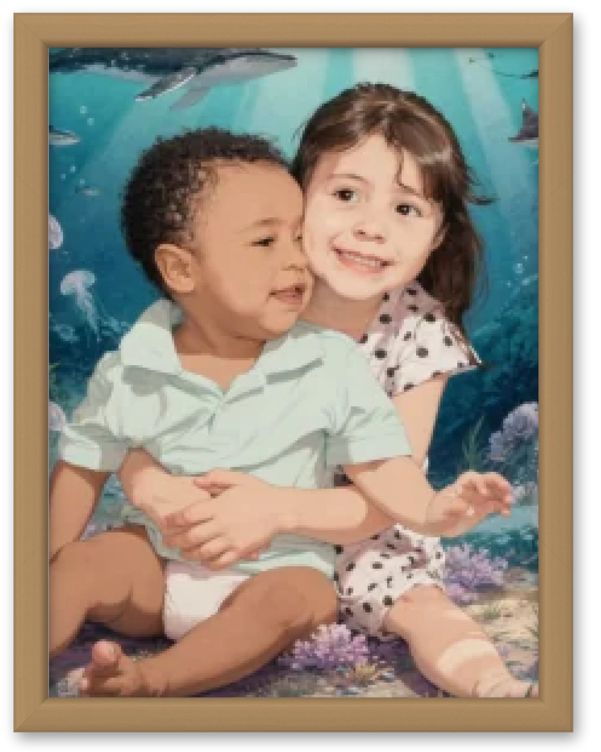 Affiche personnalisée enfant - Votre photo  en illustration univers océan
