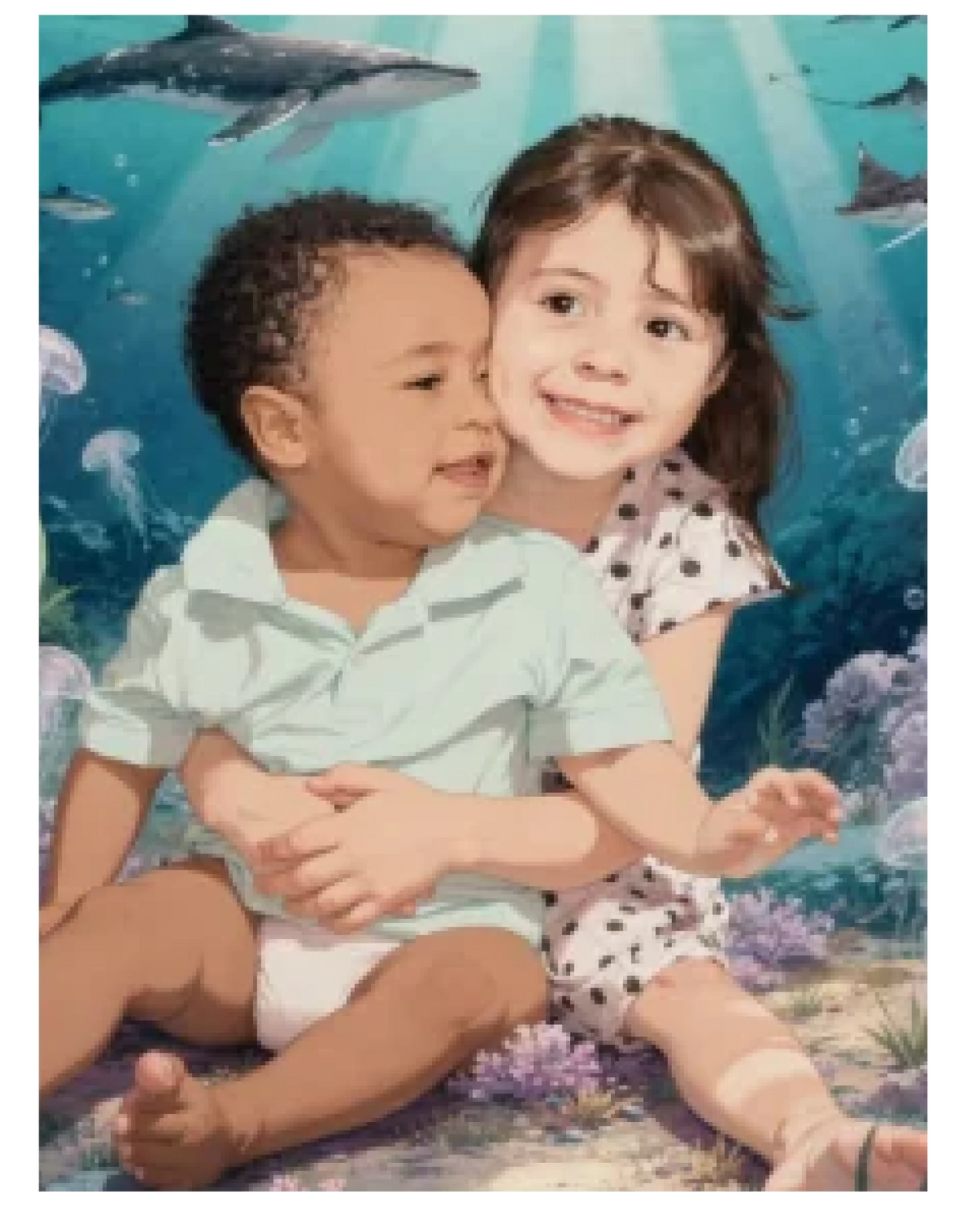 Affiche personnalisée enfant - Votre photo  en illustration univers océan