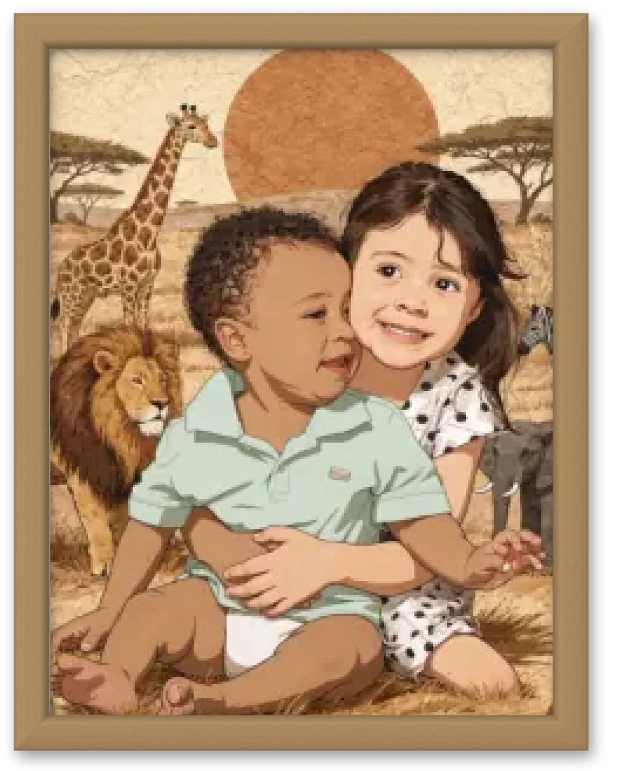 Affiche personnalisée enfant - Votre photo  en illustration safari bohème