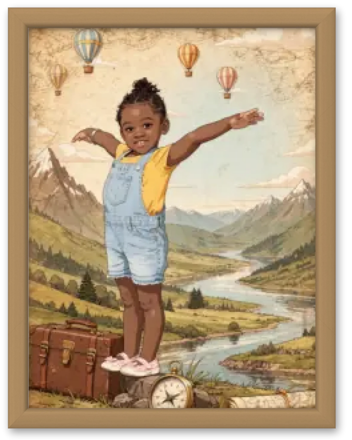 Affiche personnalisée enfant - Votre photo  en illustration aventurier