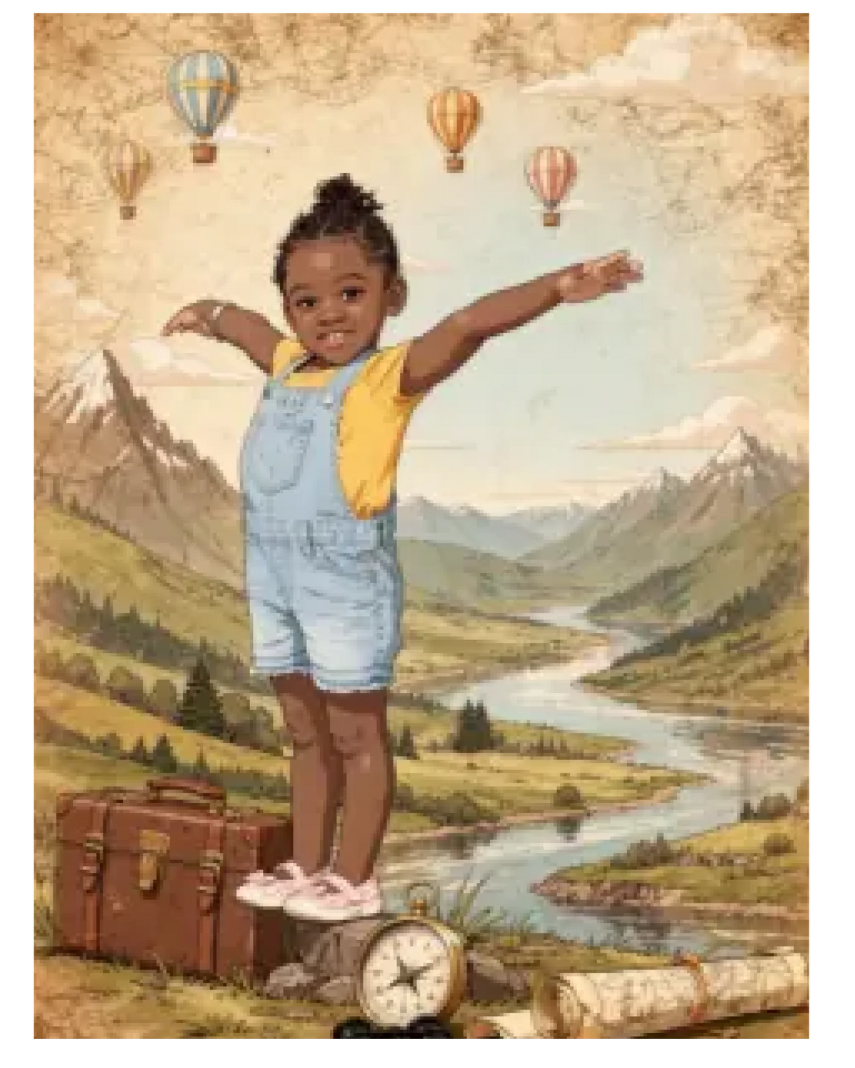 Affiche personnalisée enfant - Votre photo  en illustration aventurier