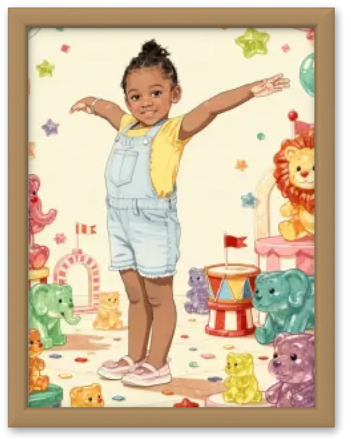 Affiche personnalisée enfant - Votre photo  en illustration univers du cirque