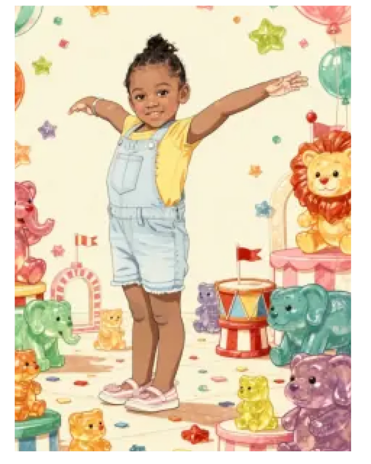 Affiche personnalisée enfant - Votre photo  en illustration univers du cirque