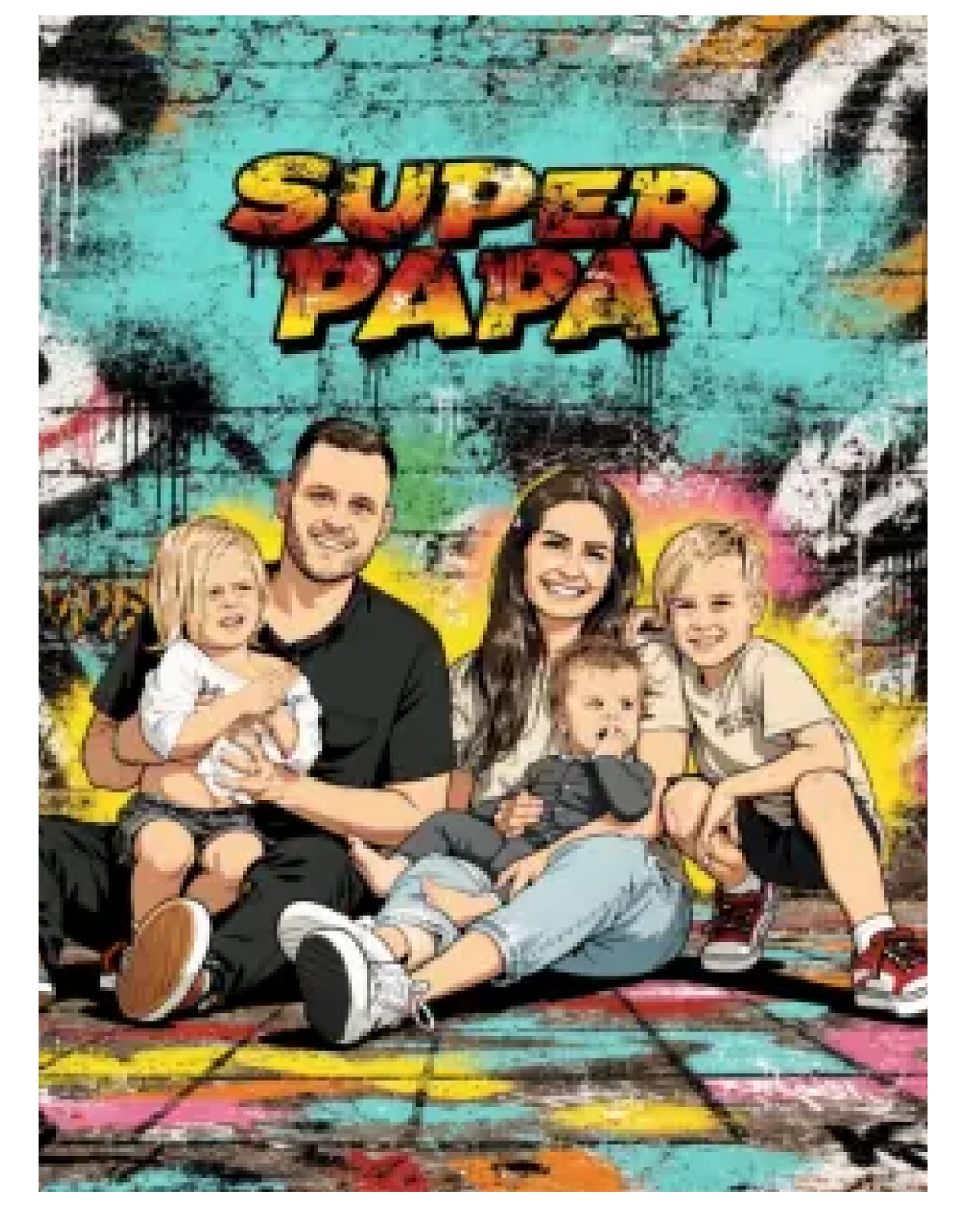 Affiche personnalisée  - Votre photo  en illustration super papa