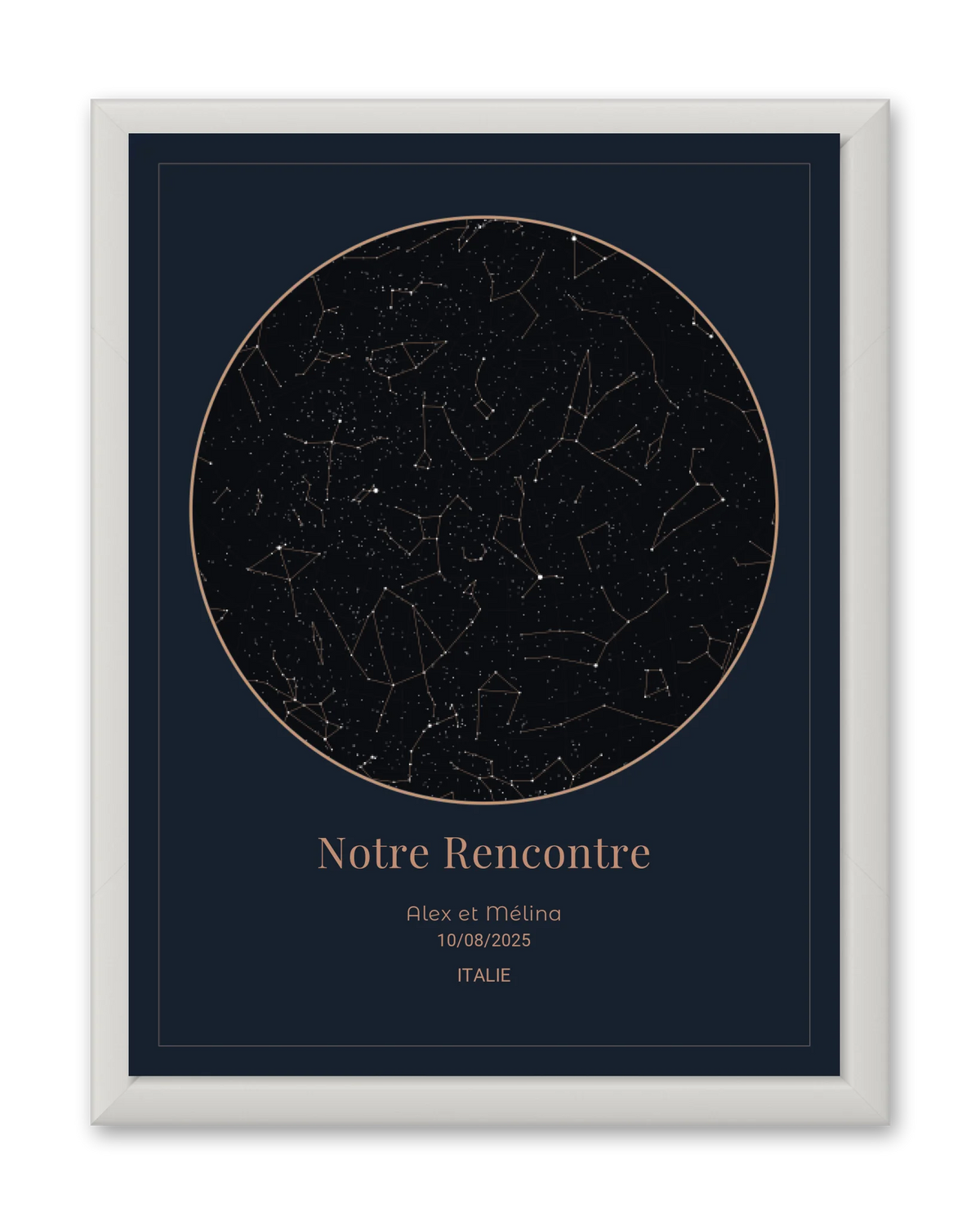 Carte du ciel  étoilé finition cuivre