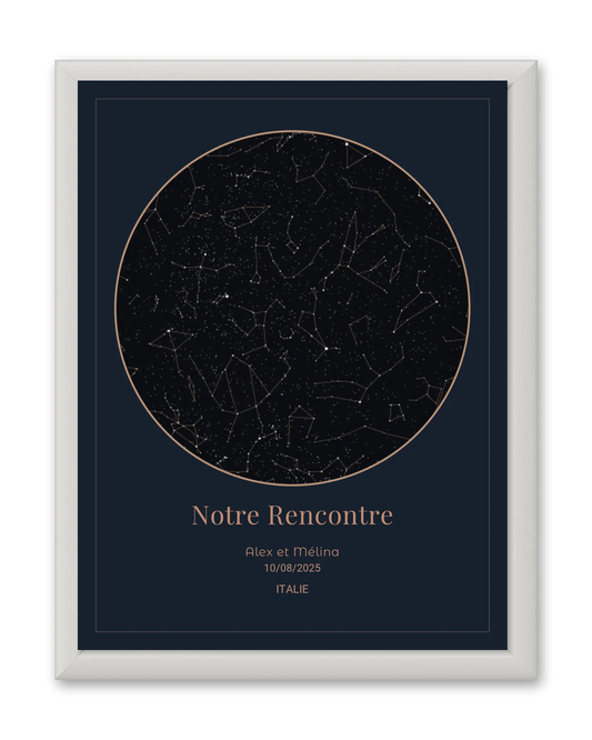 Carte du ciel  étoilé finition cuivre