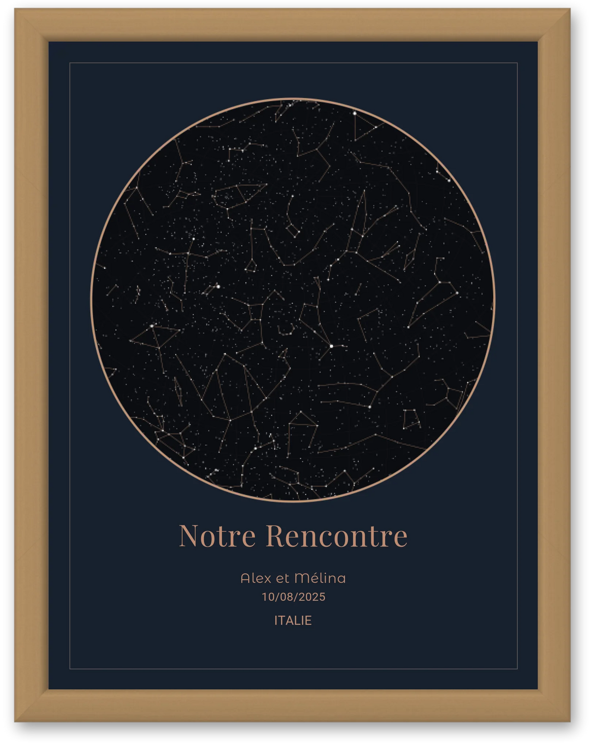 Carte du ciel  étoilé finition cuivre