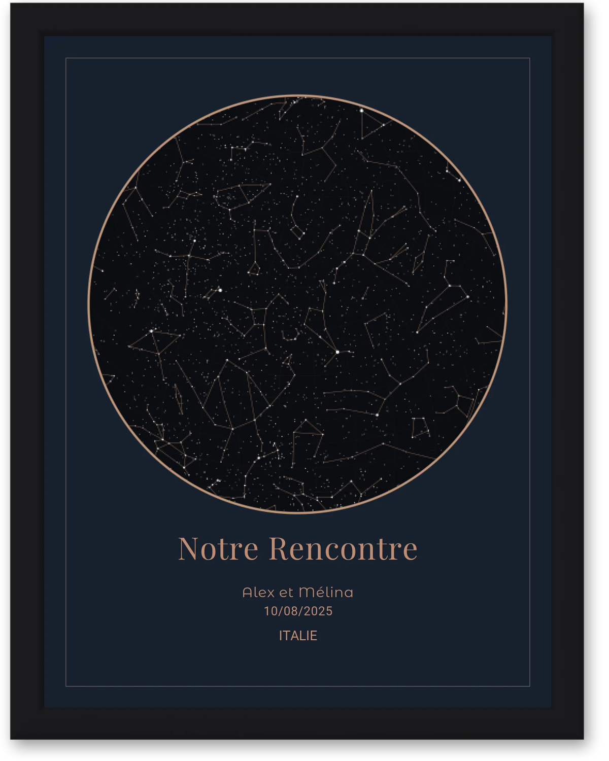 Carte du ciel  étoilé finition cuivre