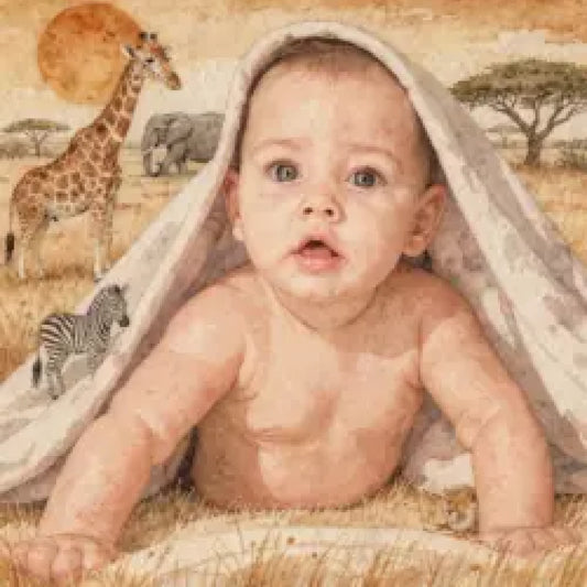 Coussin personnalisé photo enfant – Savane et animaux