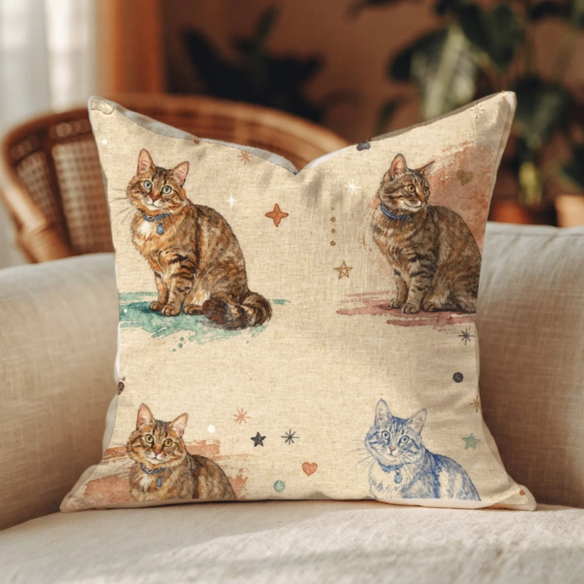 coussin-chats-aquarelle