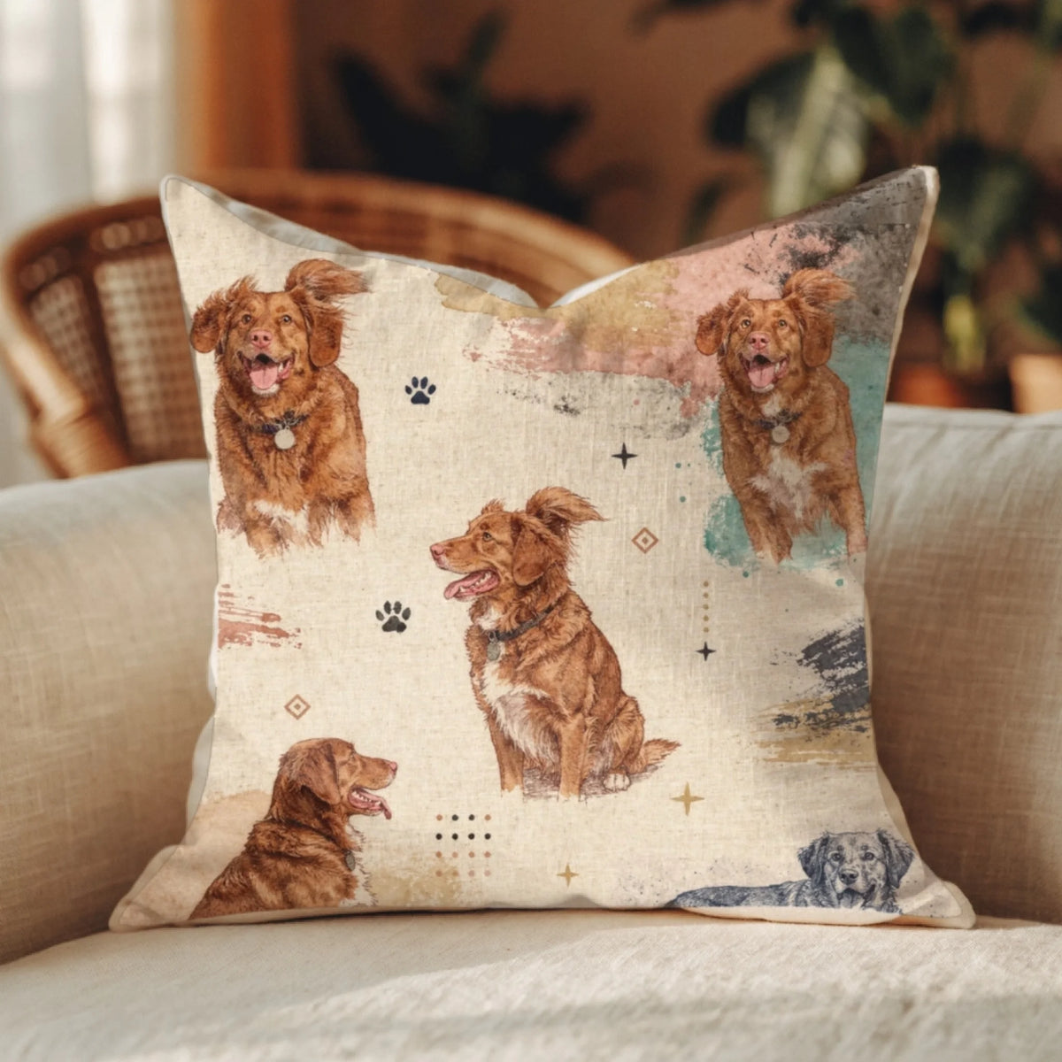 coussin-chiens-aquarelle