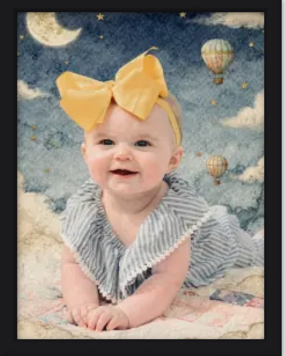 Affiche personnalisée enfant - Votre photo  en illustration sur un nuage