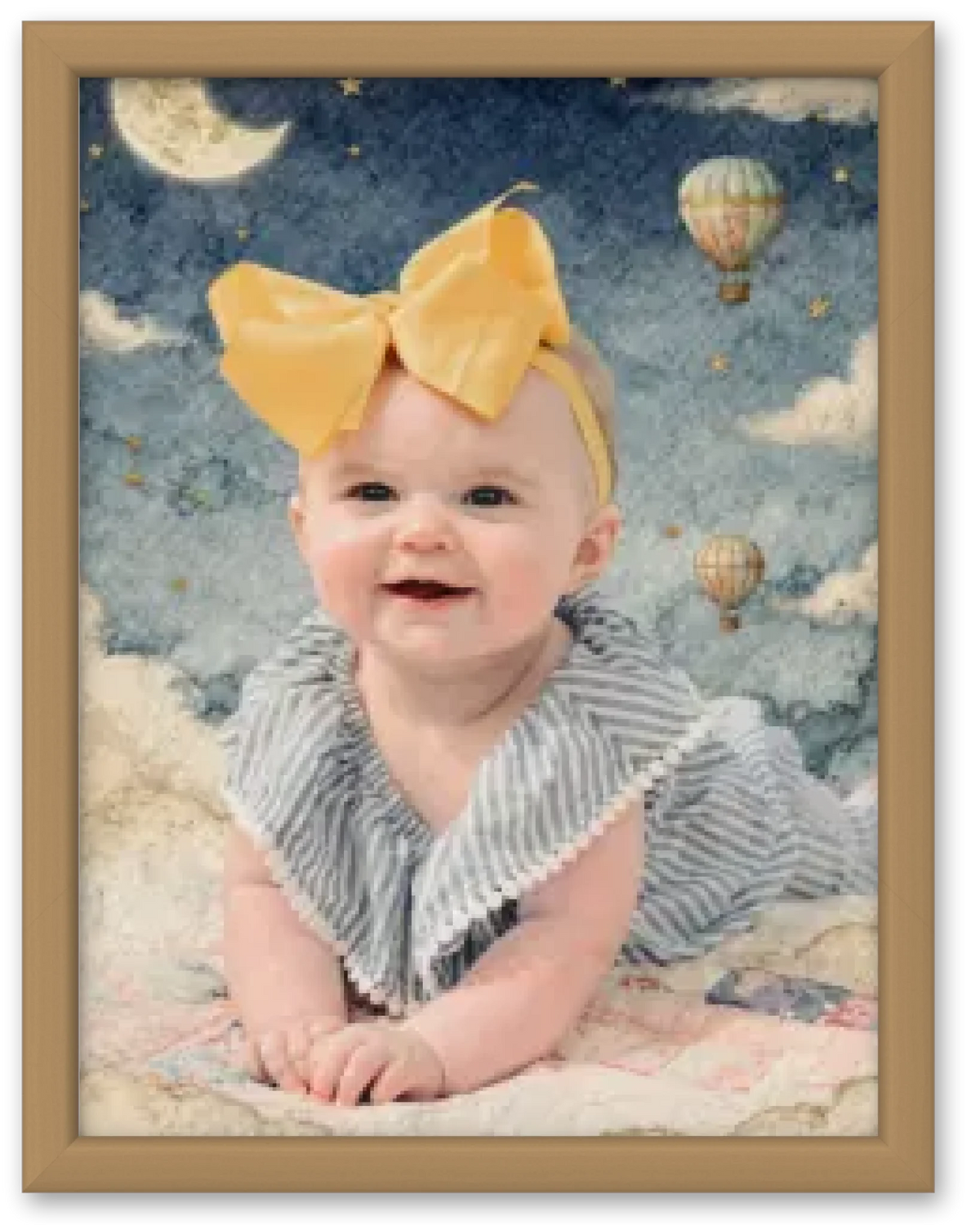 Affiche personnalisée enfant - Votre photo  en illustration sur un nuage