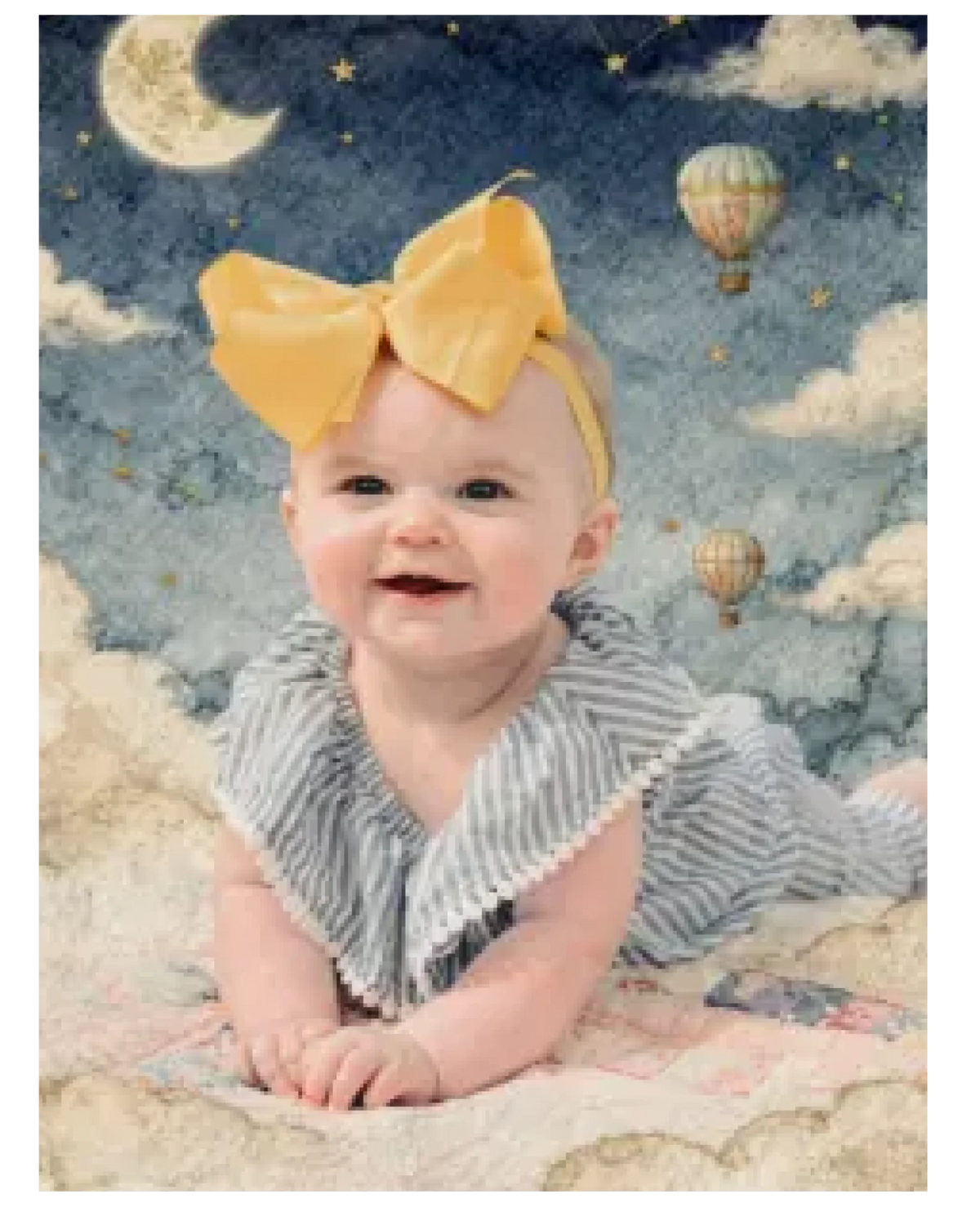 Affiche personnalisée enfant - Votre photo  en illustration sur un nuage