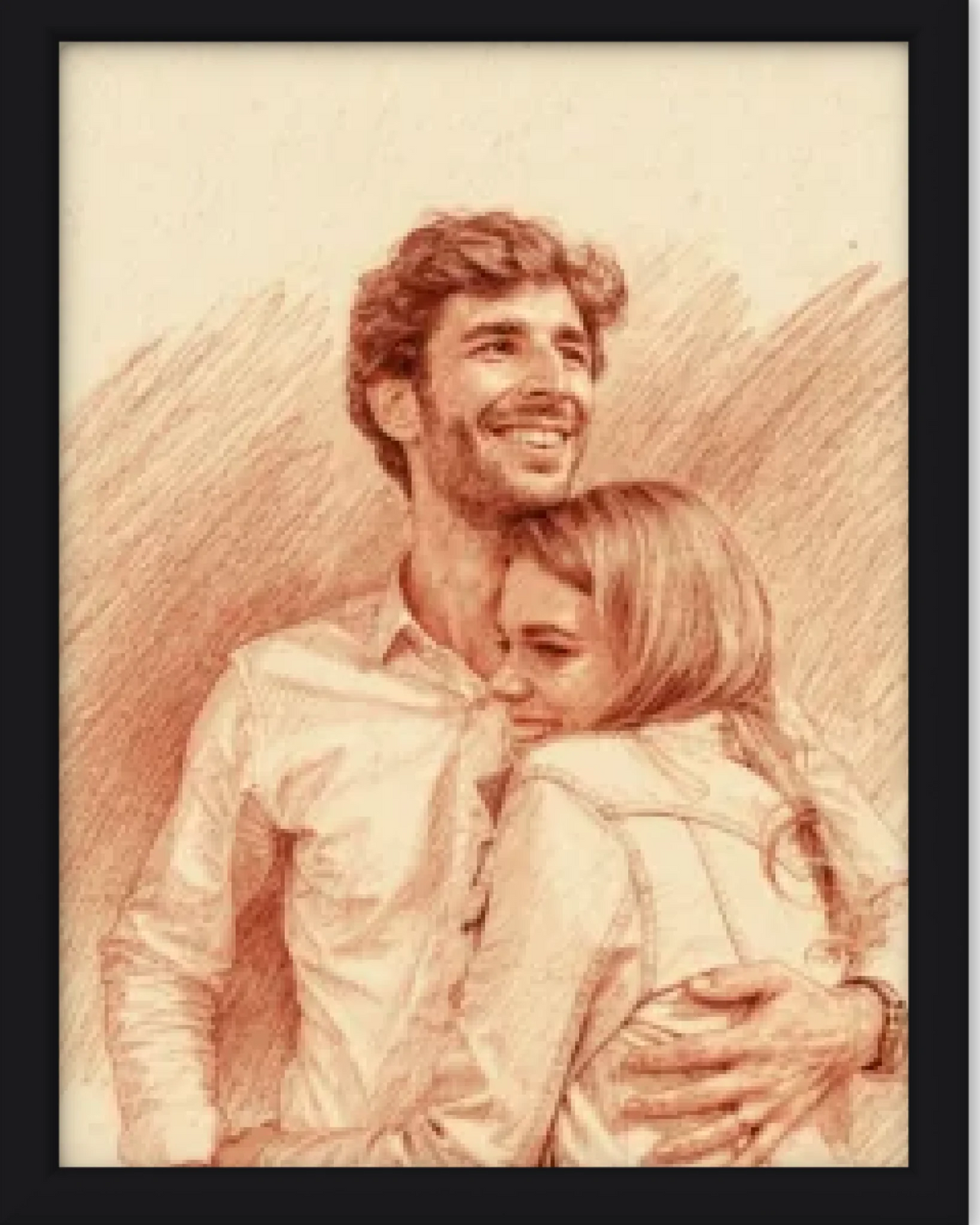 Affiche personnalisée  - Votre photo  en illustration Sanguine crayon rouge ancien