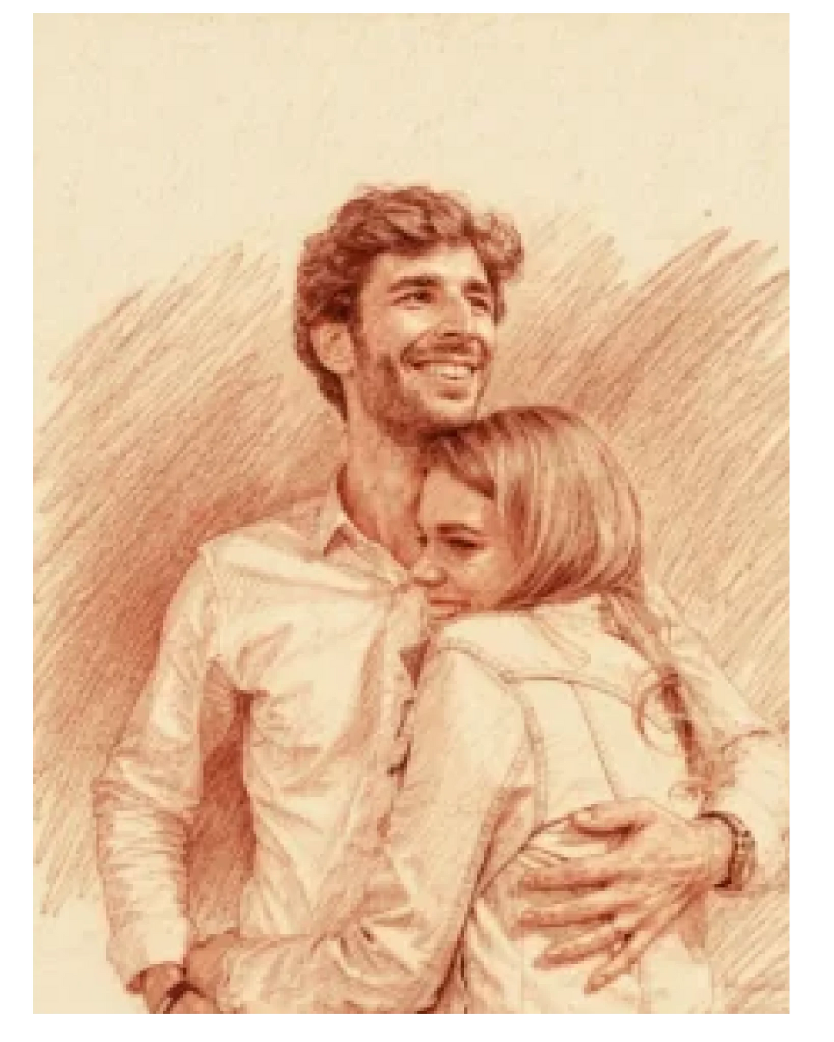 Affiche personnalisée  - Votre photo  en illustration Sanguine crayon rouge ancien