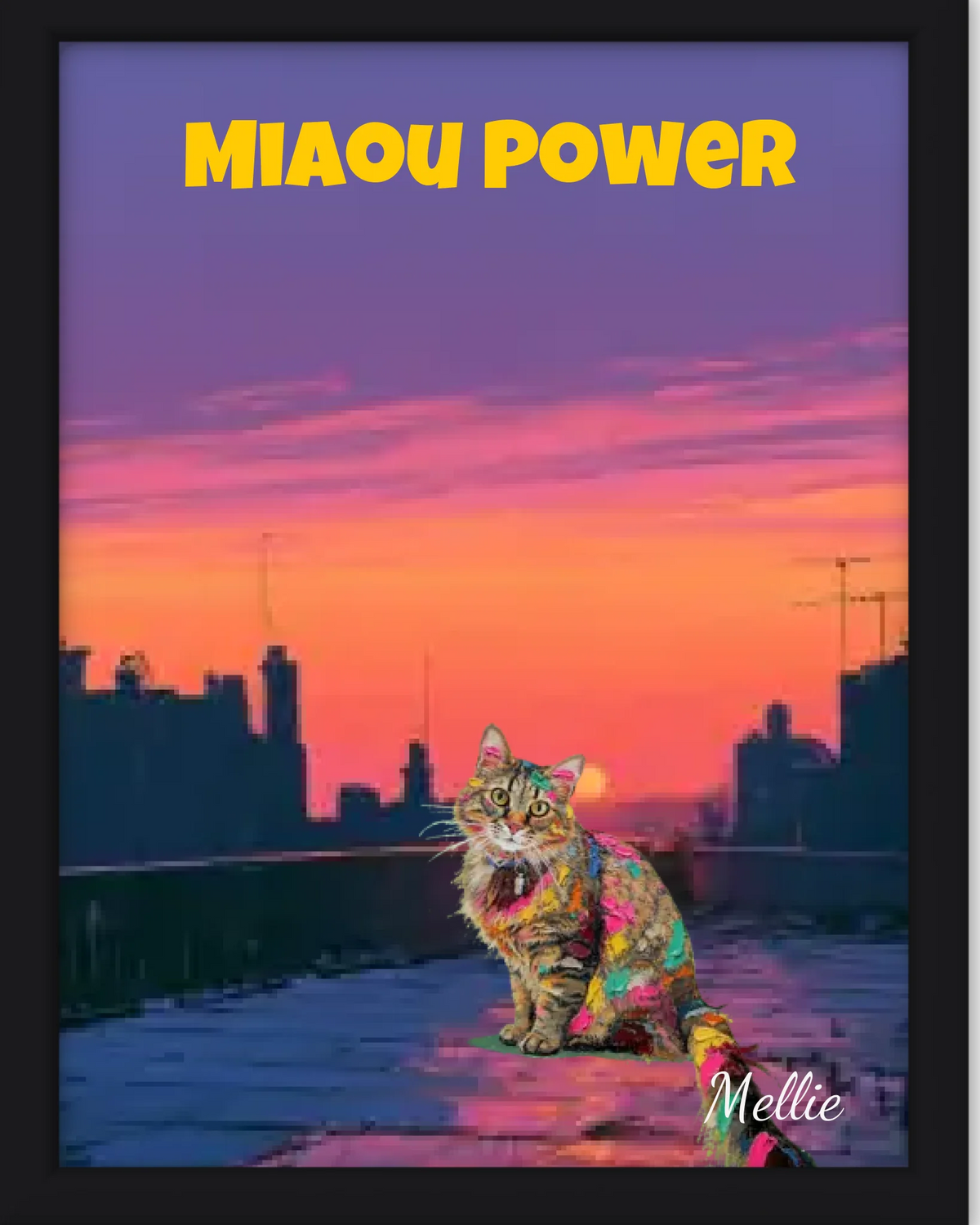 Affiche personnalisée  - Votre chat  sur un toit