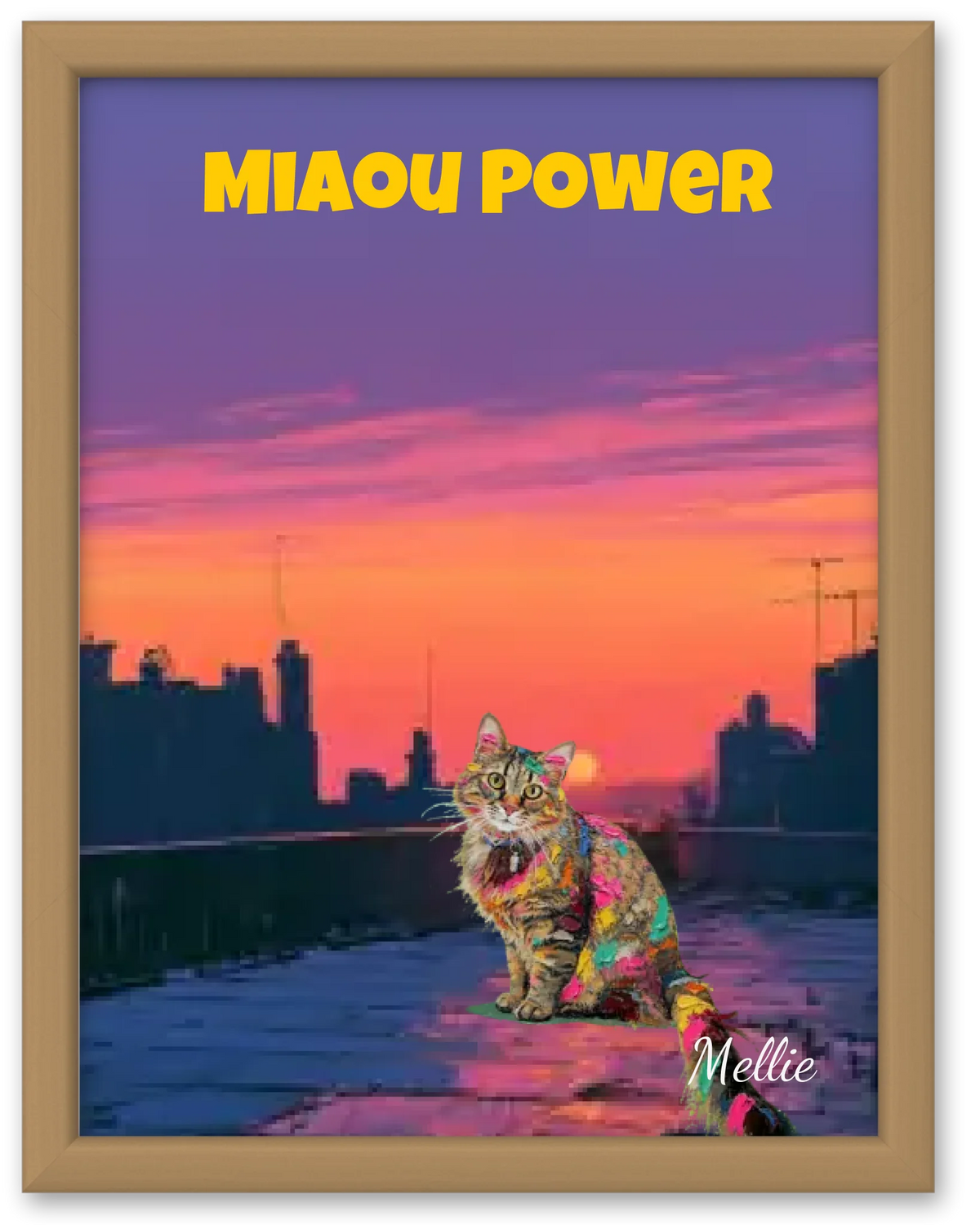 Affiche personnalisée  - Votre chat  sur un toit