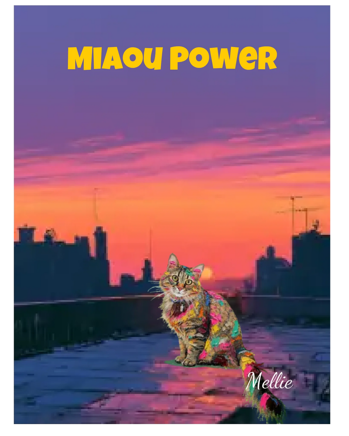 Affiche personnalisée  - Votre chat  sur un toit