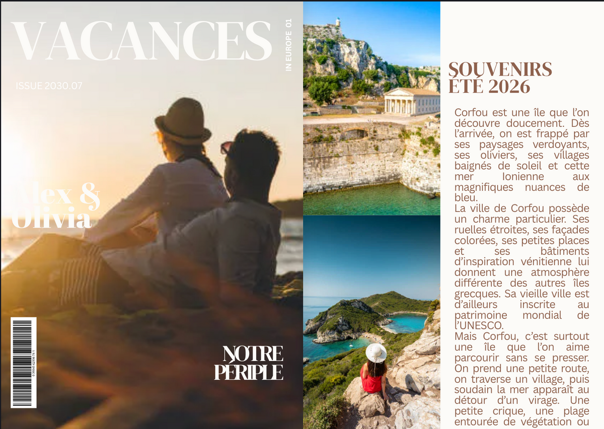 Magazine vacances à Corfou modifiable